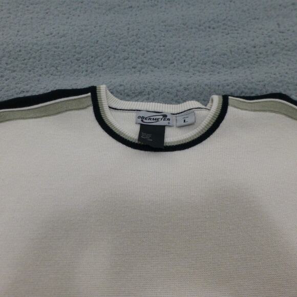 VTG Obermeyer Sweater Mens Large Wool Acrylic Beige Y2K Knit Pullover Crew Neck - Picture 3 of 10